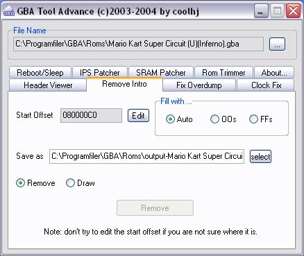 GBATA - GameBoy Advance Tool [Rom Patch, Into Remover, Header Info, SRAM  Save Patch]