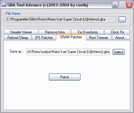 GBATA - GameBoy Advance Tool [Rom Patch, Into Remover, Header Info, SRAM  Save Patch]